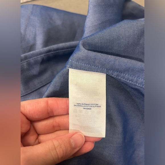 Lands End Button Down Shirt Mens 16-36 Tall Supima Cotton Traditional Fit Blue - Picture 4 of 9